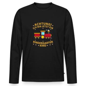 Ich Bin Jetzt Ein Kindergartenkind Lokomotive - Männer Premium Bio Langarmshirt - Schwarz - Vorne - Nico (187cm)