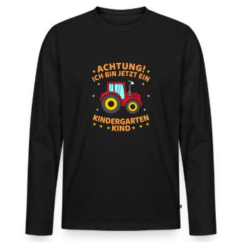 Ich Bin Jetzt Ein Kindergartenkind Traktor - Männer Premium Bio Langarmshirt - Schwarz - Vorne - Nico (187cm)