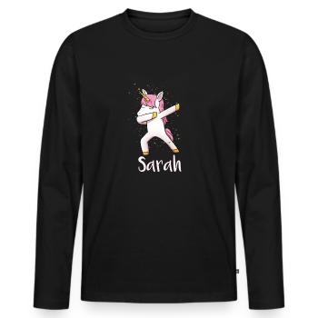 Sarah - Men's Premium Organic Long Sleeve Shirt - black - Front - Nico (187cm)