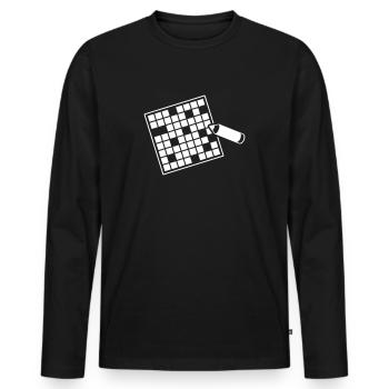 Mots croisés - T-shirt manches longues Premium bio Homme - noir - Devant - Nico (187cm)