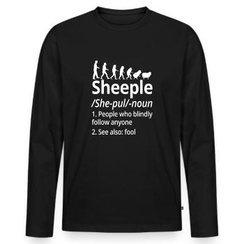 Verschwörungstheorie des Menschen zum Schaf Niedlicher Schafspaß - Männer Premium Bio Langarmshirt - Schwarz - Vorne - Nico (187cm)