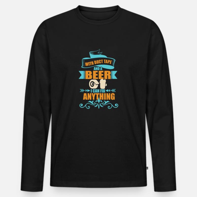 Lustiger Spaß mit Bier - Männer Premium Bio Langarmshirt - Schwarz