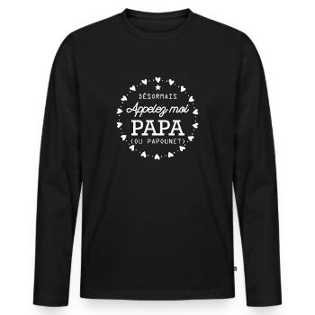 désormais appelez moi papa / humour papa - T-shirt manches longues Premium bio Homme - noir - Devant - Nico (187cm)