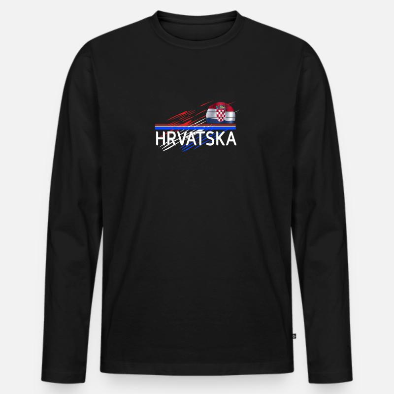 Hrvatska - Männer Premium Bio Langarmshirt - Schwarz