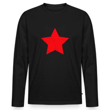 Étoile rouge vintage - T-shirt manches longues Premium bio Homme - noir - Devant - Nico (187cm)