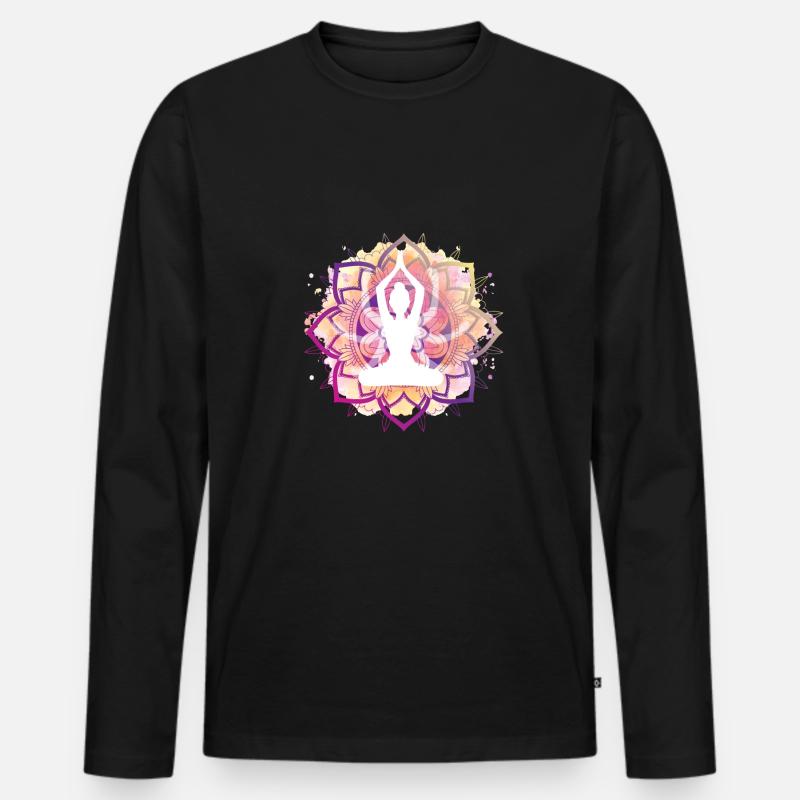 Bunte Lotus Pose - Männer Premium Bio Langarmshirt - Schwarz