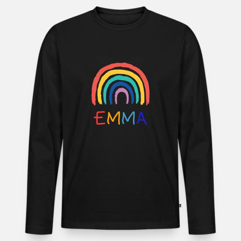 Emma Mädchen Name Kinder Regenbogen - Männer Premium Bio Langarmshirt - Schwarz