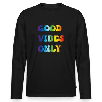 good vibes only - T-shirt manches longues Premium bio Homme - noir - Devant - Nico (187cm)