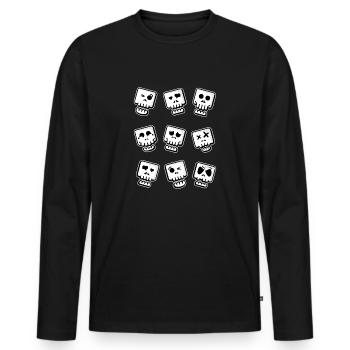Funny Skulls Emoticon Skull - Men's Premium Organic Long Sleeve Shirt - black - Front - Nico (187cm)