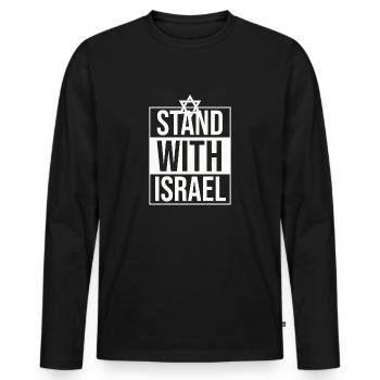 Stand With Israel / Solidarité avec Israël - T-shirt manches longues Premium bio Homme - noir - Devant - Nico (187cm)