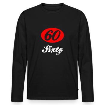 Sixty Sechzig 60 - Männer Premium Bio Langarmshirt - Schwarz - Vorne - Nico (187cm)