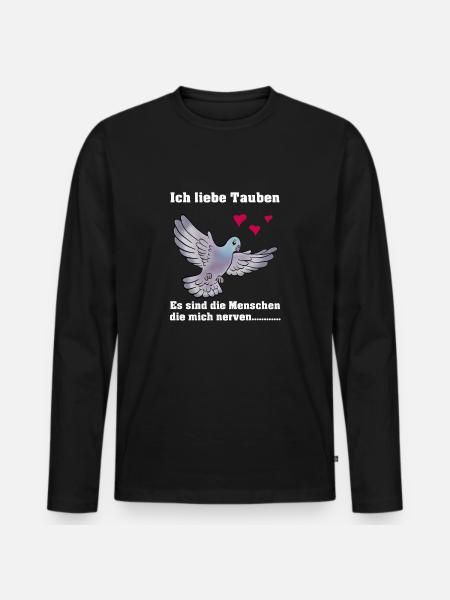 Ich liebe Tauben - Männer Premium Bio Langarmshirt - Schwarz