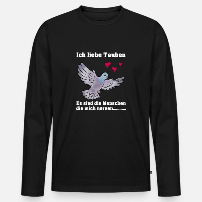 Ich liebe Tauben - Männer Premium Bio Langarmshirt - Schwarz