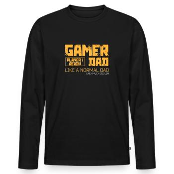 Gifts for Father's Day | Gamer Father - Men's Premium Organic Long Sleeve Shirt - black - Front - Nico (187cm)