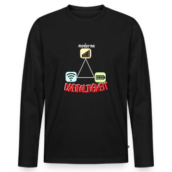 Nerd geek gamer WLAN Empfang modern Dreifaltigkeit - Männer Premium Bio Langarmshirt - Schwarz - Vorne - Nico (187cm)
