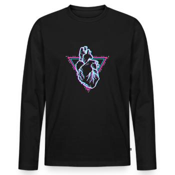 Glitched Heart - Men's Premium Organic Long Sleeve Shirt - black - Front - Nico (187cm)