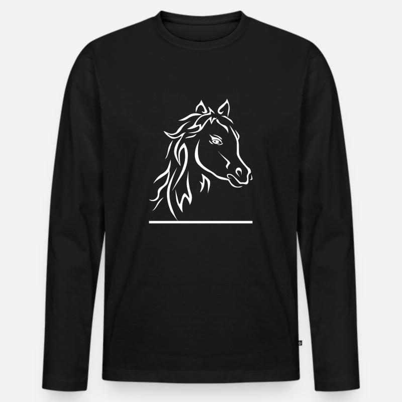 Horse Pferd - Männer Premium Bio Langarmshirt - Schwarz