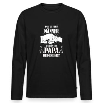 DIE BESTEN MÄNNER WERDEN ZUM PAPA BEFÖRDERT - Männer Premium Bio Langarmshirt - Schwarz - Vorne - Nico (187cm)