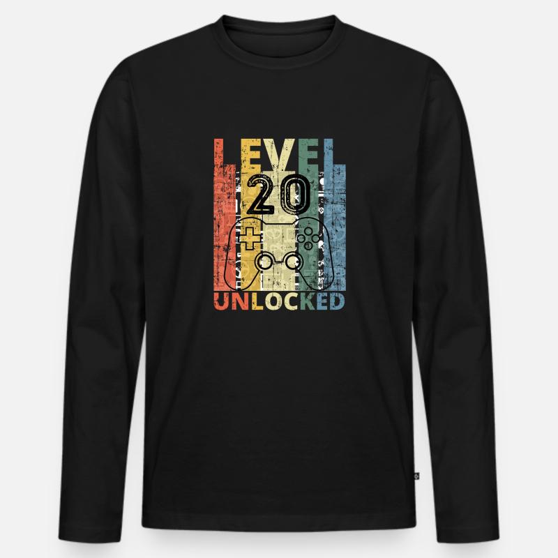 Level 20 freigeschaltet - Männer Premium Bio Langarmshirt - Schwarz