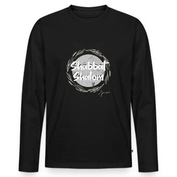 Shabbat Shalom - Men's Premium Organic Long Sleeve Shirt - black - Front - Nico (187cm)
