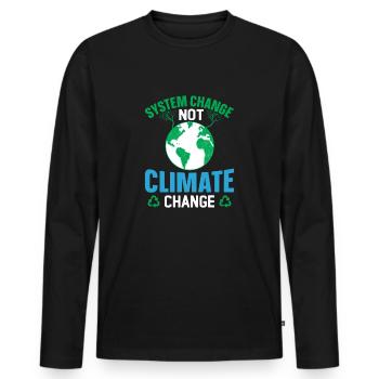 System Change not Climate Change - Klimawandel - Männer Premium Bio Langarmshirt - Schwarz - Vorne - Nico (187cm)