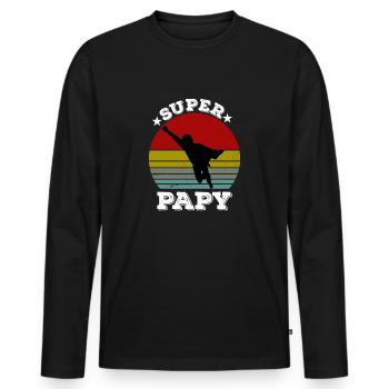 Super papy - T-shirt manches longues Premium bio Homme - noir - Devant - Nico (187cm)