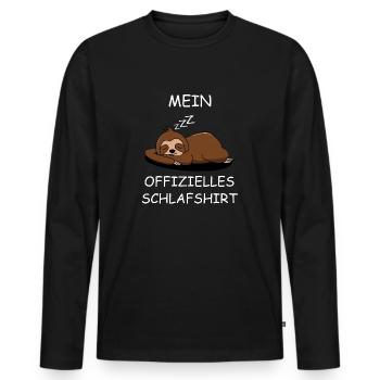 Mein Offizielles Schlafshirt - Männer Premium Bio Langarmshirt - Schwarz - Vorne - Nico (187cm)