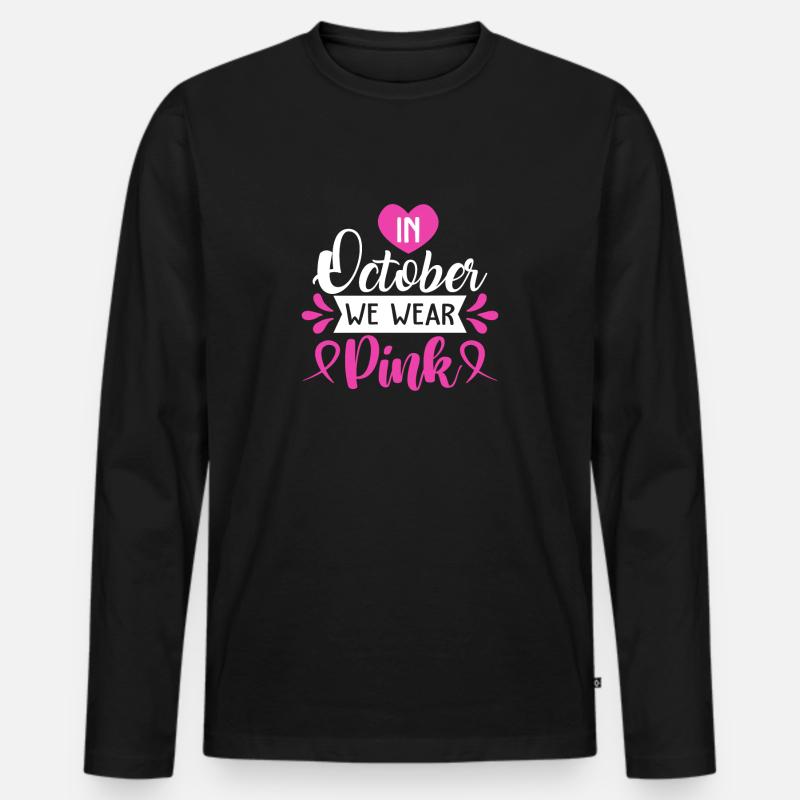 pinker Oktober - Männer Premium Bio Langarmshirt - Schwarz