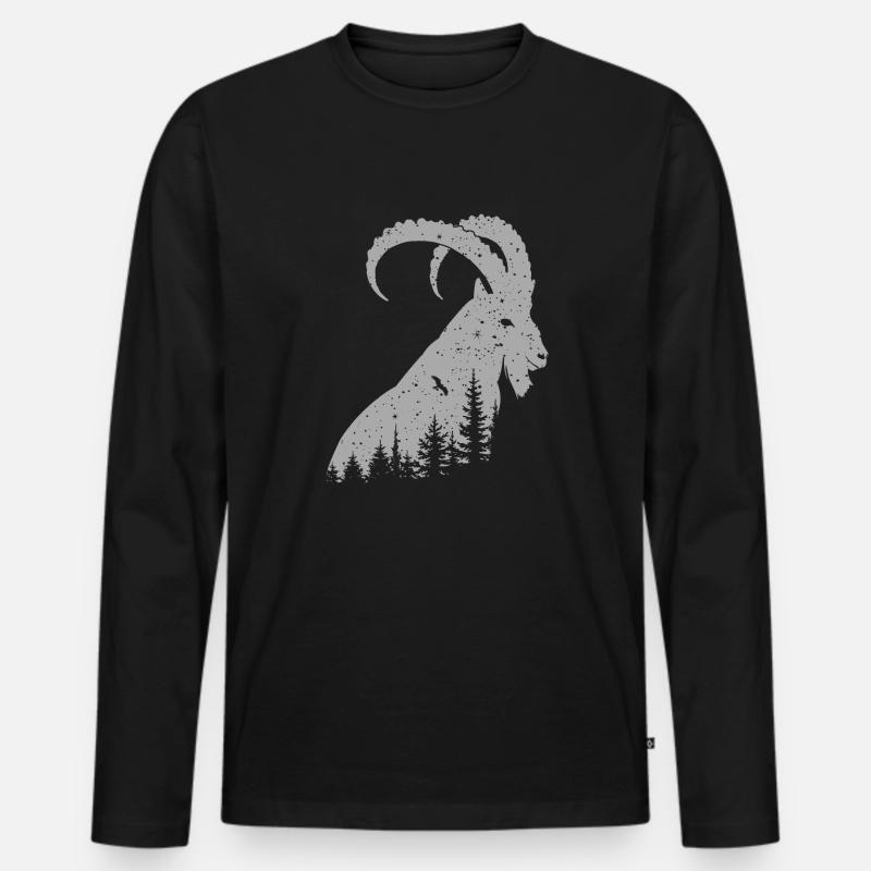 Steinbock - Männer Premium Bio Langarmshirt - Schwarz