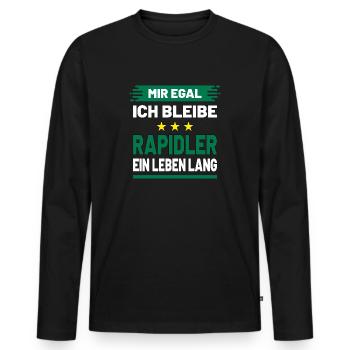 Mir egal ich bleibe Rapidler ein Leben lang - Männer Premium Bio Langarmshirt - Schwarz - Vorne - Nico (187cm)
