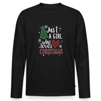 JUSTE UNE FILLE QUI AIME NOËL - T-shirt manches longues Premium bio Homme - noir - Devant - Nico (187cm)