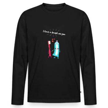 Toothbrush & Toothpaste Pair Gift for Dentists - Men's Premium Organic Long Sleeve Shirt - black - Front - Nico (187cm)