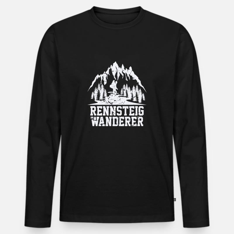 Rennsteig Wanderer - Männer Premium Bio Langarmshirt - Schwarz