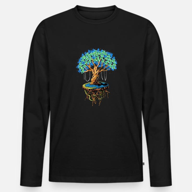 Baumleben - Männer Premium Bio Langarmshirt - Schwarz