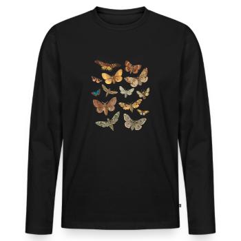 Cottagecore vêtements dark academia moth mode - T-shirt manches longues Premium bio Homme - noir - Devant - Nico (187cm)