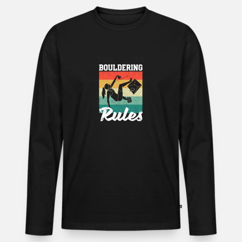 Bergsteiger Boulder Fels Boulderer Boulderregeln - Männer Premium Bio Langarmshirt - Schwarz