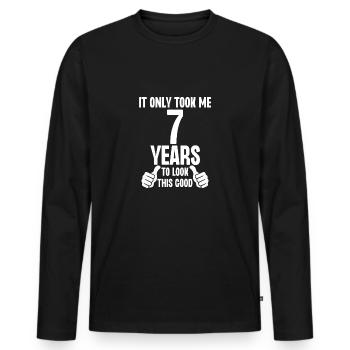 Il ne m’a fallu que 7 ans pour être aussi beau - T-shirt manches longues Premium bio Homme - noir - Devant - Nico (187cm)