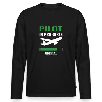 Airplane pilot lusitger saying gift cool - Men's Premium Organic Long Sleeve Shirt - black - Front - Nico (187cm)