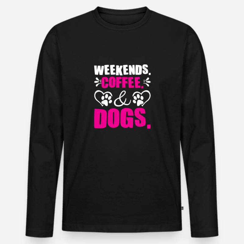 weekends coffee dogs - Männer Premium Bio Langarmshirt - Schwarz