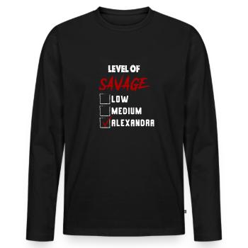 Niveau de Sauvage: ALEXANDRA Coche Nouveauté Custo - T-shirt manches longues Premium bio Homme - noir - Devant - Nico (187cm)