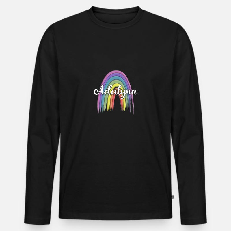 ADALYNN Rainbow Cursive - Männer Premium Bio Langarmshirt - Schwarz