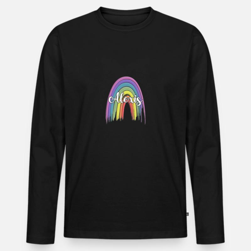 ALEXIS Rainbow Cursive - Männer Premium Bio Langarmshirt - Schwarz