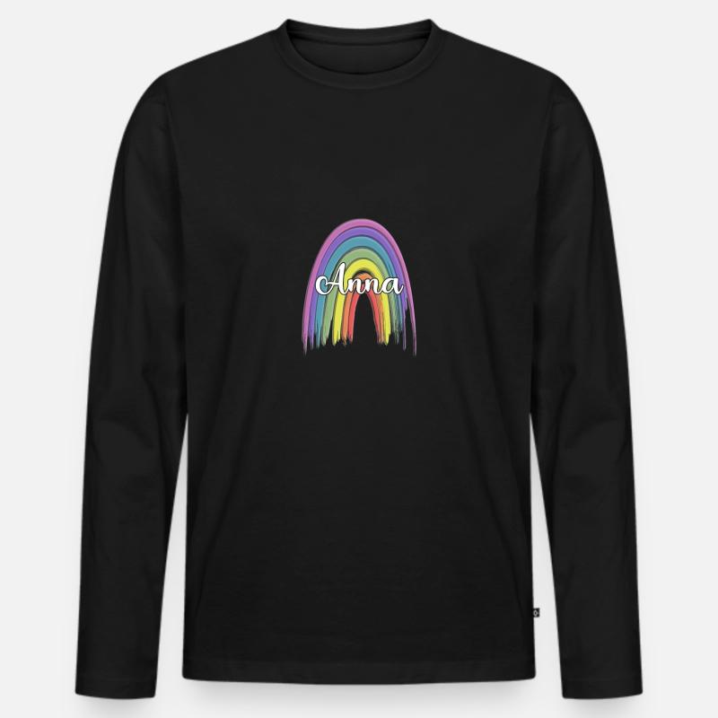 ANNA Rainbow Cursive - Männer Premium Bio Langarmshirt - Schwarz