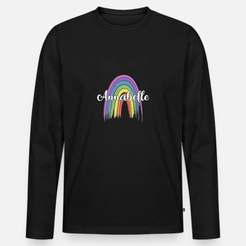 ANNABELLE Rainbow Cursive - Männer Premium Bio Langarmshirt - Schwarz