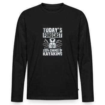 La prédiction d’aujourd’hui 100% de chances de faire du kayak - T-shirt manches longues Premium bio Homme - noir - Devant - Nico (187cm)