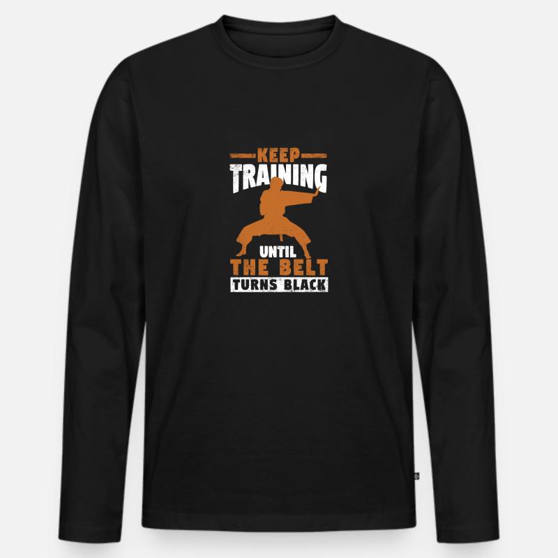 Karate-Trainer-Fan trainiert weiter - Männer Premium Bio Langarmshirt - Schwarz