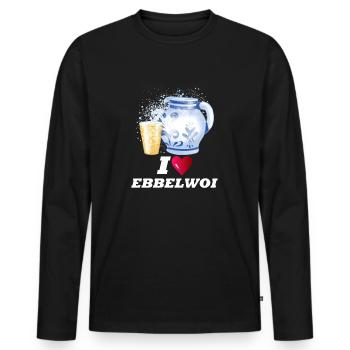 I love Ebbelwoi - Ich liebe Apfelwein Most Hessen - Männer Premium Bio Langarmshirt - Schwarz - Vorne - Nico (187cm)