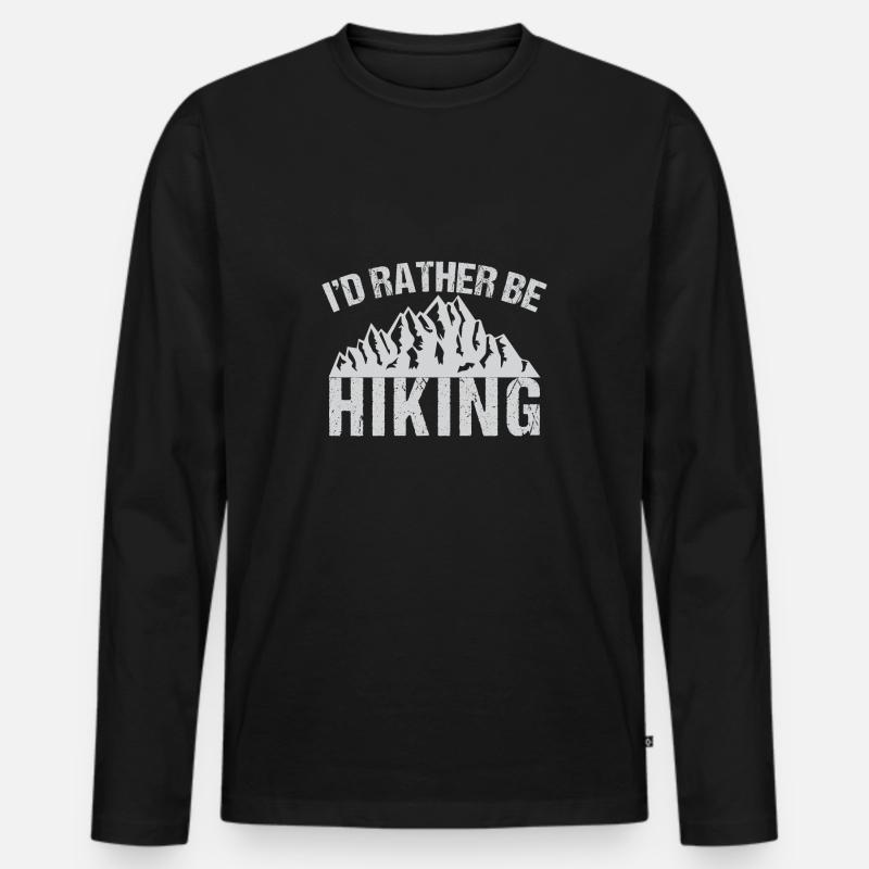 Id Rather Be Hiking - Männer Premium Bio Langarmshirt - Schwarz
