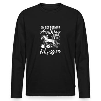 Je ne nie rien d’autre que de définir l’obsession du cheval - T-shirt manches longues Premium bio Homme - noir - Devant - Nico (187cm)