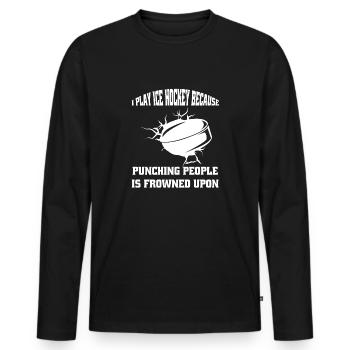 Wintersport Eishockey Eishockeyteam Geschenk - Männer Premium Bio Langarmshirt - Schwarz - Vorne - Nico (187cm)